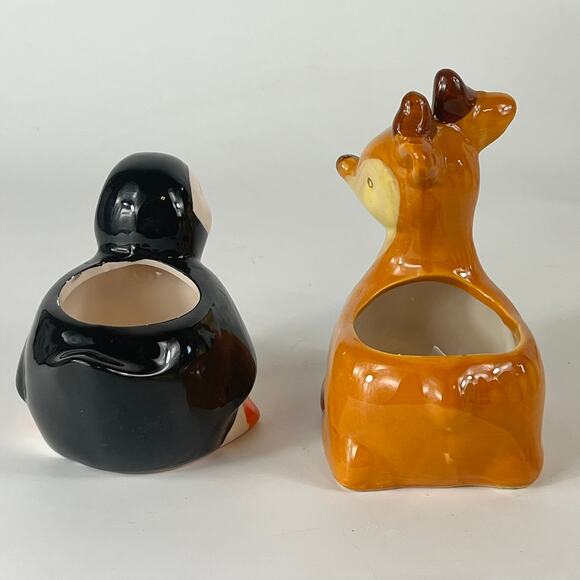 4 Figural Small Planters Deer Puffin Bird Frog Strawberry Desk Mini Collection - Picture 5 of 16